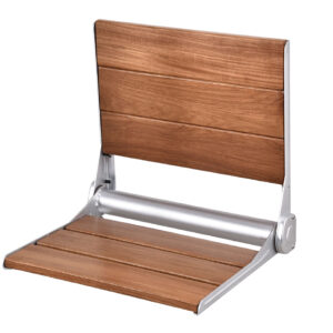 Teak Designer Wall Mounted Folding Shower Seat (with Auto-Rise)