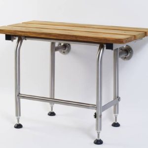 Teak Wall Mounted Folding Shower Seat with Legs