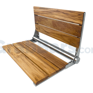 Teak Designer Wall Mounted Folding Shower Seat (No Auto-Rise)
