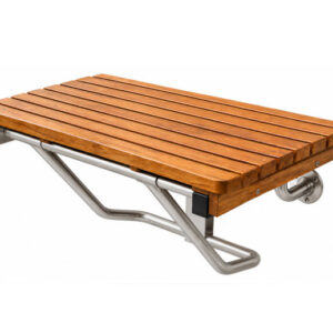 Folding Teak Shower Bench, Wall Mounted – ADA Compliant, 400 lb Capacity