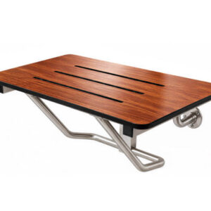 Teak Woodgrain Phenolic Wall-Mounted Shower Seat
