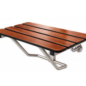Teak Woodgrain Slatted Phenolic Wall-Mounted Shower Seat