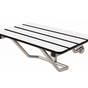 White Slatted Phenolic Wall-Mounted Shower Seat